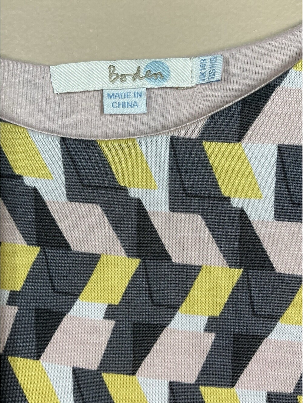 Boden Dress Woman Size 10 Pink, Black, Yellow, Geometric, Soft Modern Mommy - Picture 7 of 8